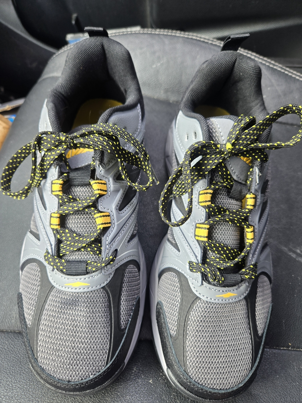 Gray Athletic Sneakers with Yellow Accents